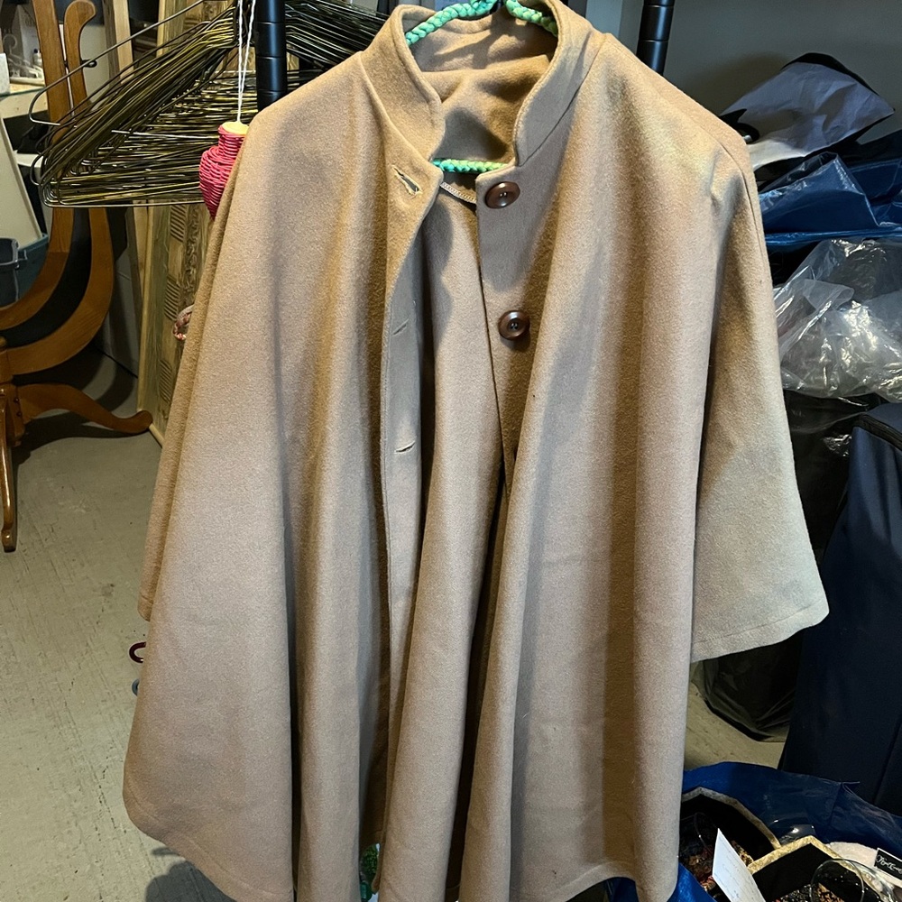 Classic Camel Wool Cape Coat